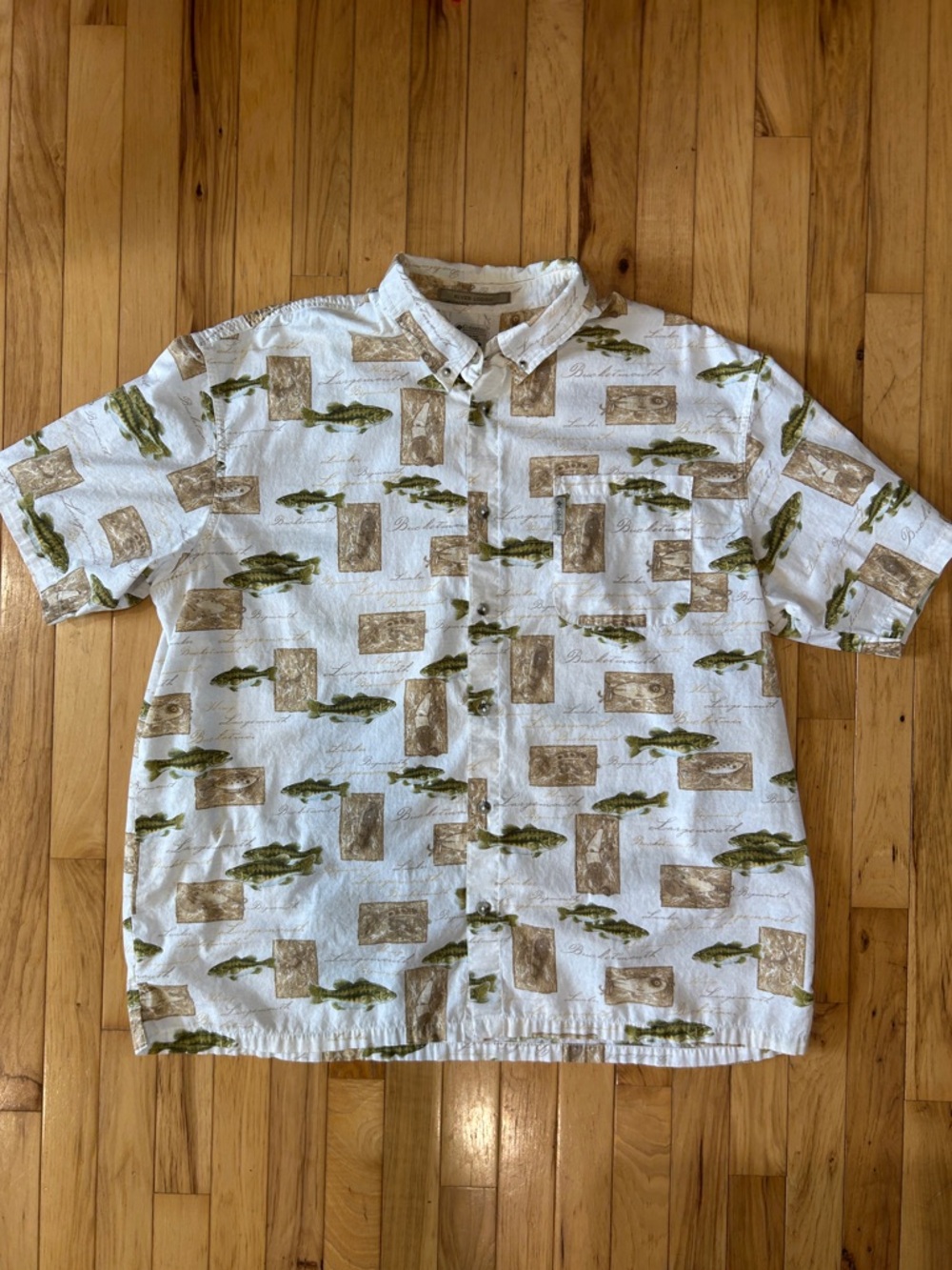 COLUMBIA Men’s XXL River Lodge Large Mouth Bass Short-Sleeve Button Down Shirt
